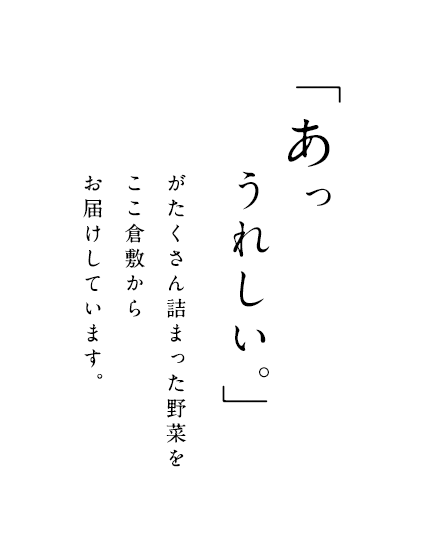 「あっうれしい。」がたくさん詰まった野菜をここ倉敷からお届けしています。